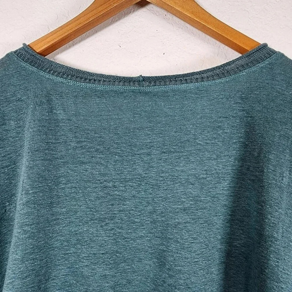 EILEEN FISHER Top Blouse Women's M Green Oversized HIgh Low Hem Boat Neck - Picture 11 of 13